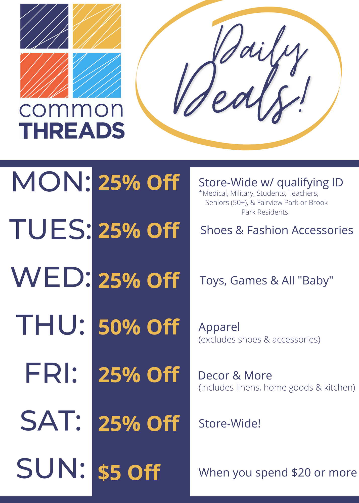 Daily Deals - Common Threads Thrift Store